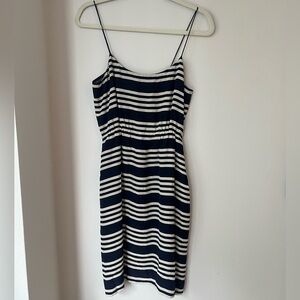 J. Crew Navy and White Striped Spaghetti Strap Sundress
